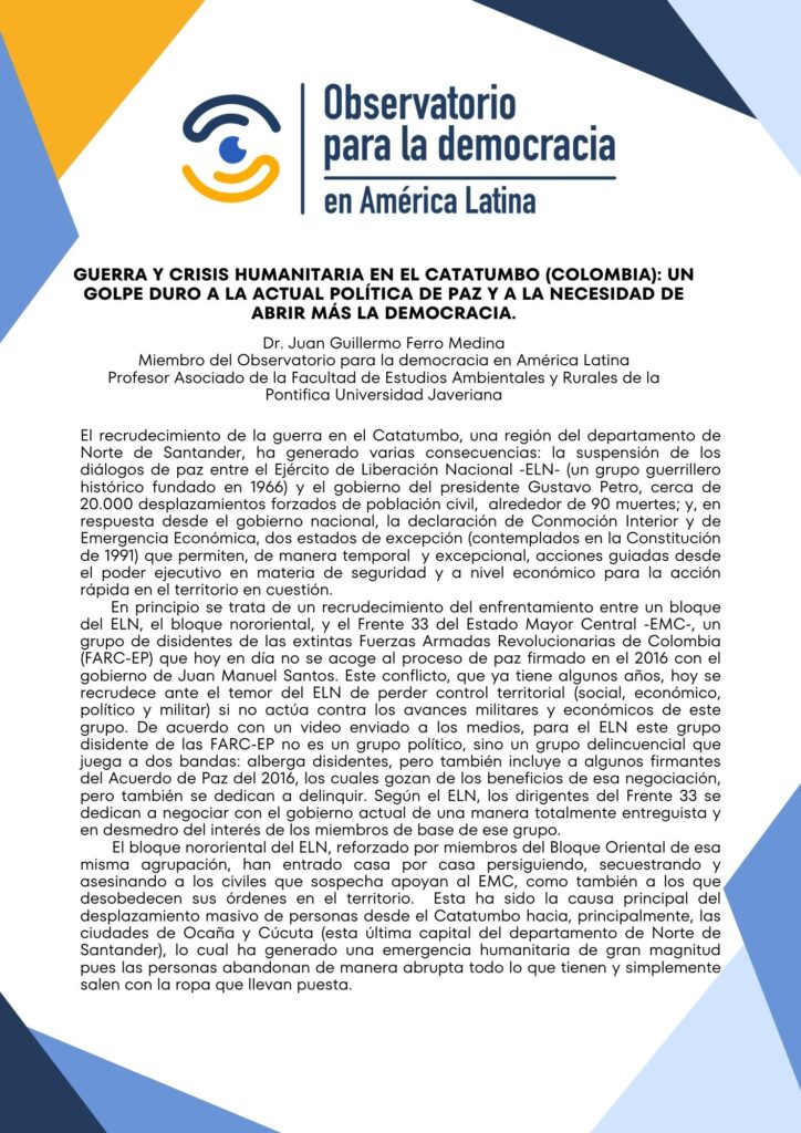 Guerra y crisis humanitaria en el Catatumbo (Colombia) – AUSJAL
